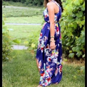 Xhilaration highlow blue floral polyester dress